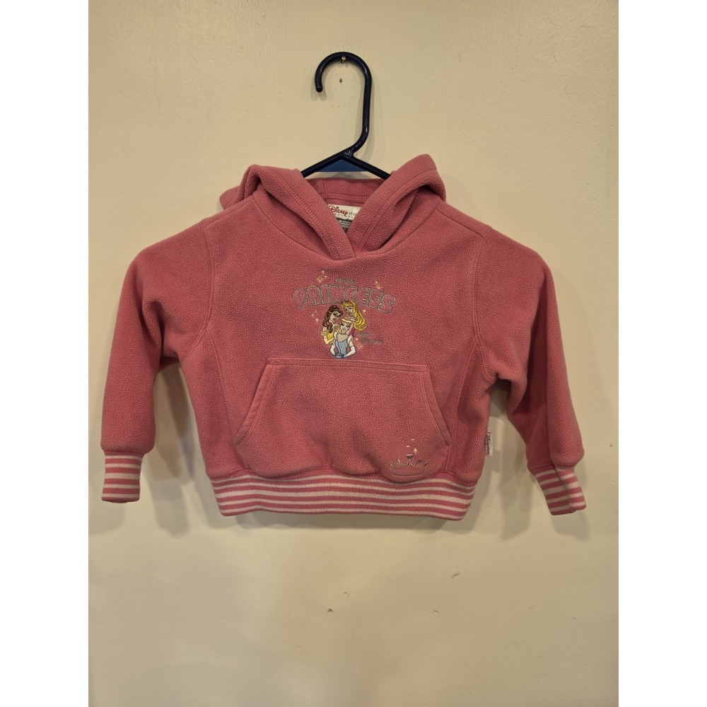 Disney Store Princess Pink Fleece Hoodie Girls XXS Aurora Cinderella Back School